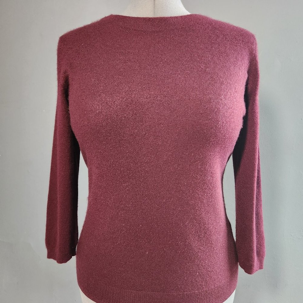 Talbots Audrey Cashmere Sweater, Burgundy, Size L